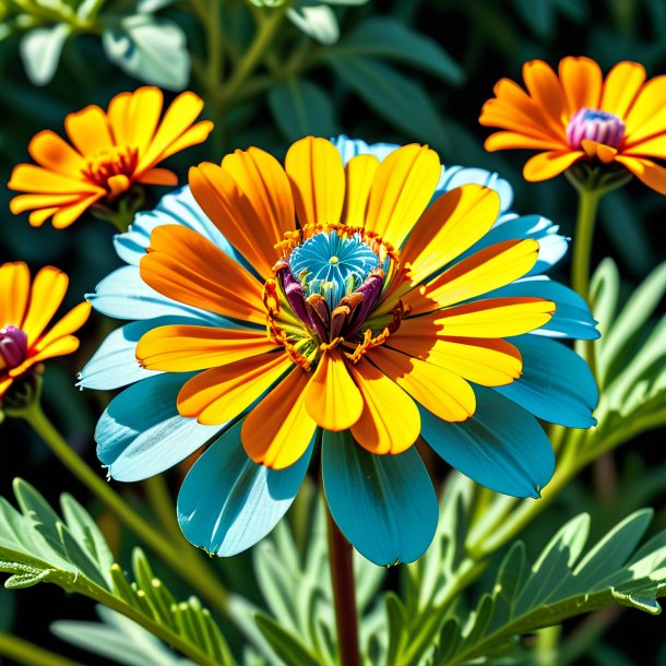 Depiction of a aquamarine fig marigold