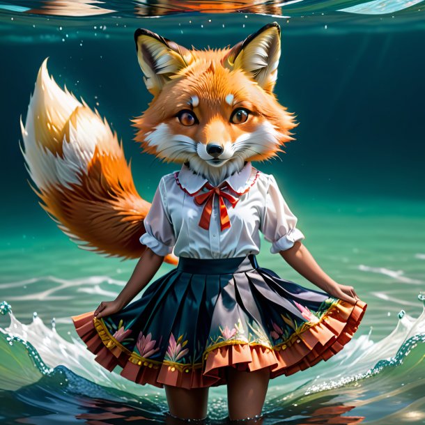 Illustration of a fox in a skirt in the water