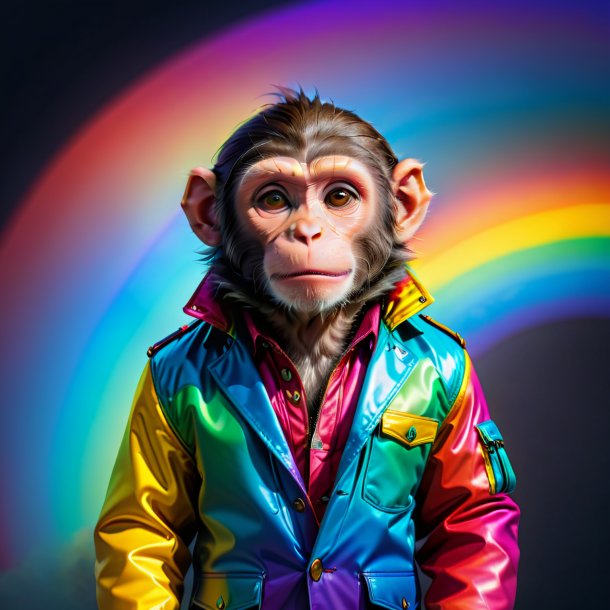 Pic d'un singe dans une veste sur l'arc-en-ciel