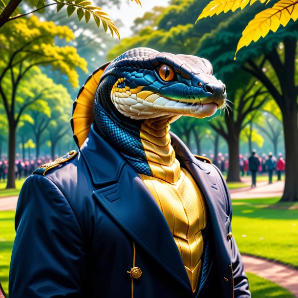 Dessin d'un cobra roi dans un manteau dans le parc