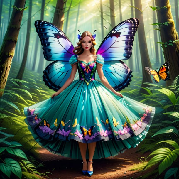 Foto de una mariposa en un vestido en el bosque