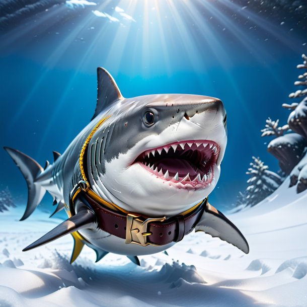 Image of a shark in a belt in the snow