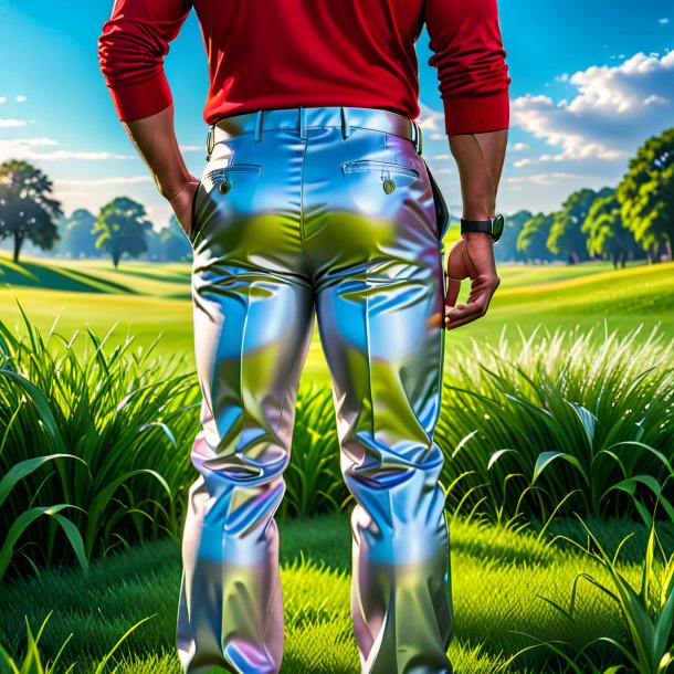 Image of a silver trousers from grass