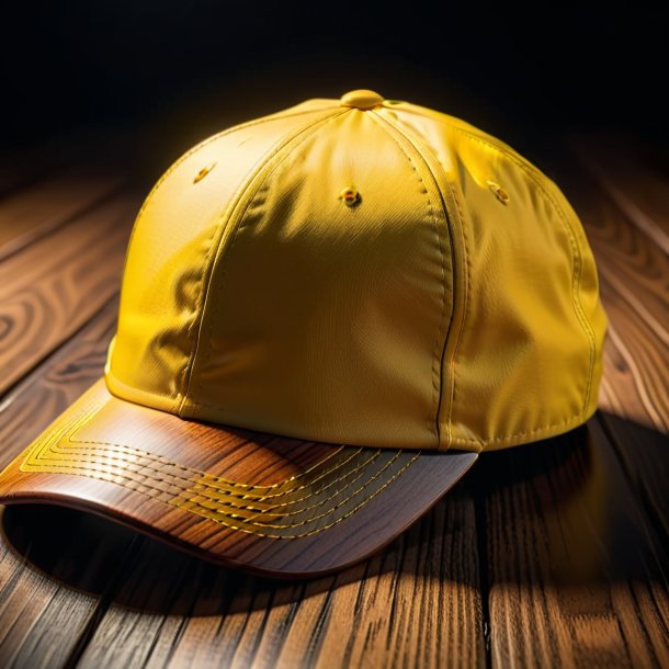 Foto de un gorro amarillo de madera