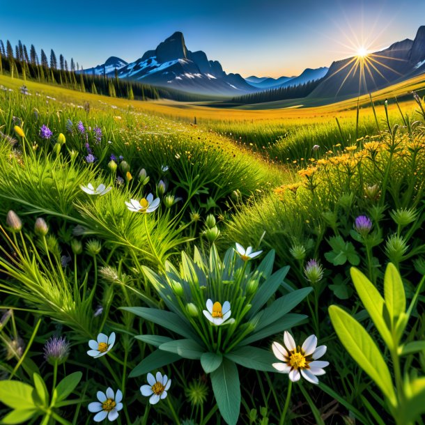 Portrait of a black crowfoot, meadow