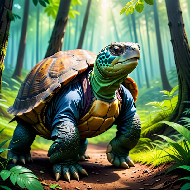 Picture of a tortoise in a trousers in the forest