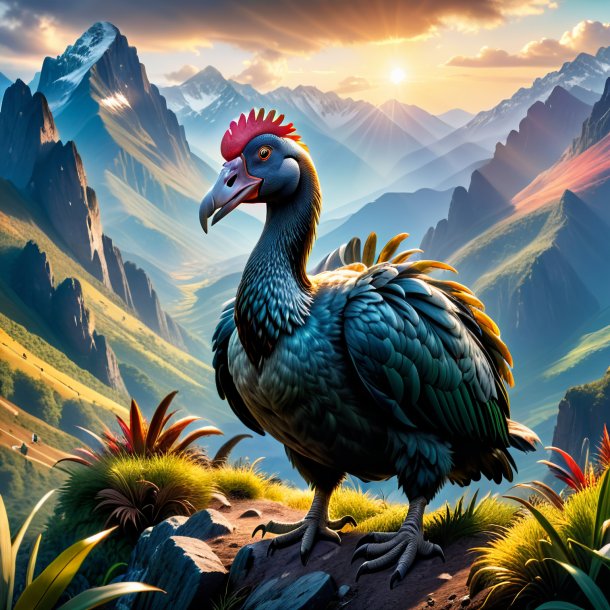 Picture of a threatening of a dodo in the mountains