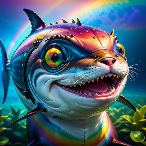 Photo of a smiling of a tuna on the rainbow