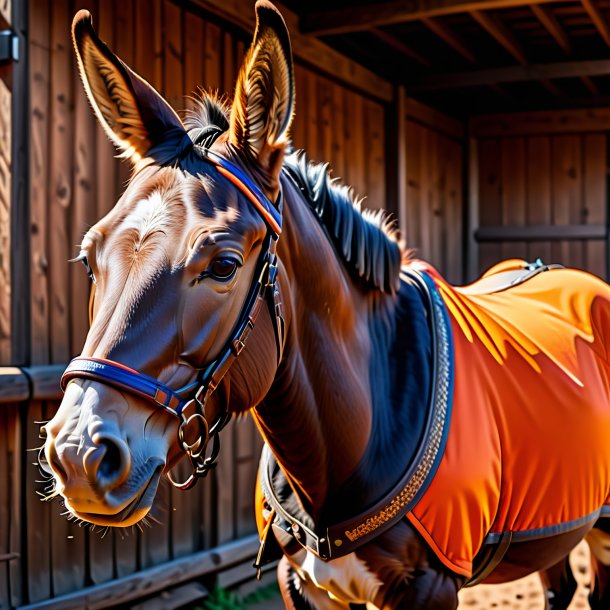 Pic of a mule in a orange jacket