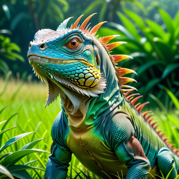 Picture of a angry of a iguana in the meadow