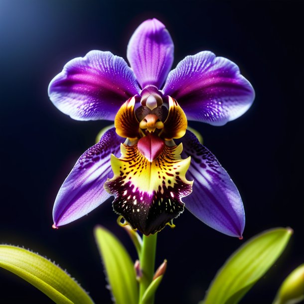 Représentation d'un ophry bleu marine, orchidée de mouche