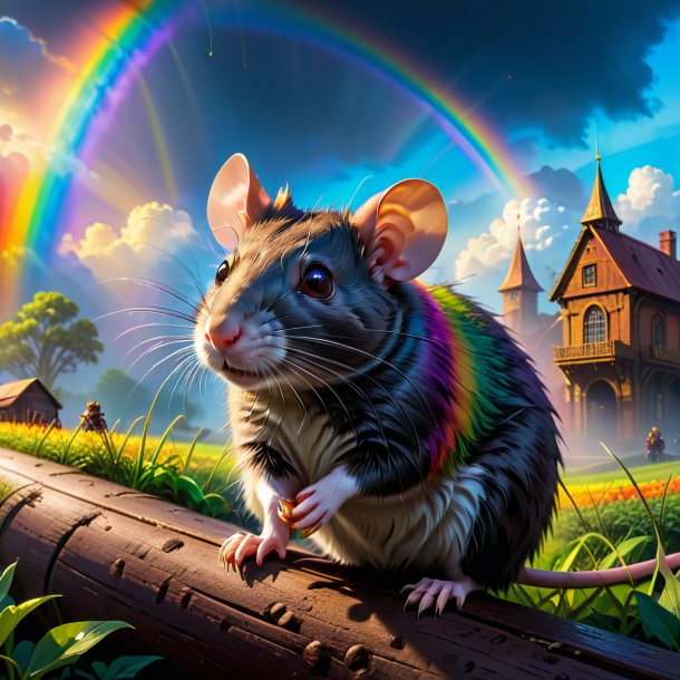 Photo of a waiting of a rat on the rainbow