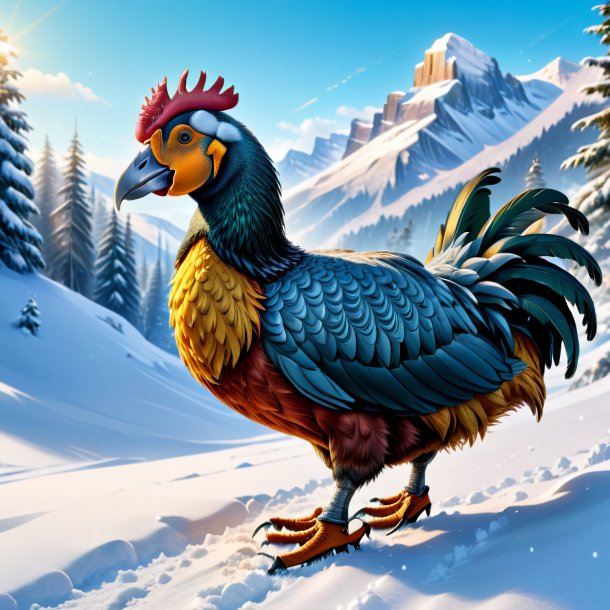 Drawing of a dodo in a shoes in the snow