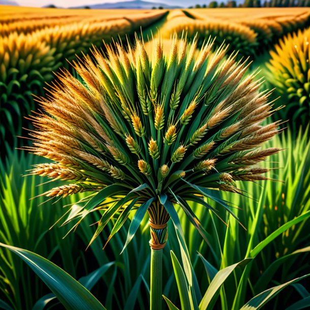 Depicting of a wheat broom, prickly