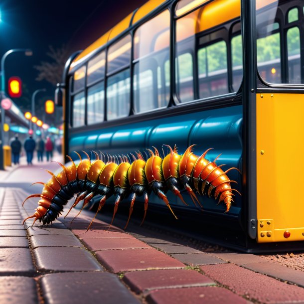 Photo d'un centipede dans un gants sur l'arrêt de bus