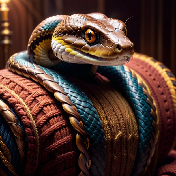 Photo d'un serpent dans un pull brun