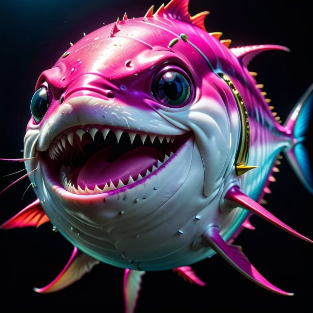 Image of a fuchsia smiling tuna