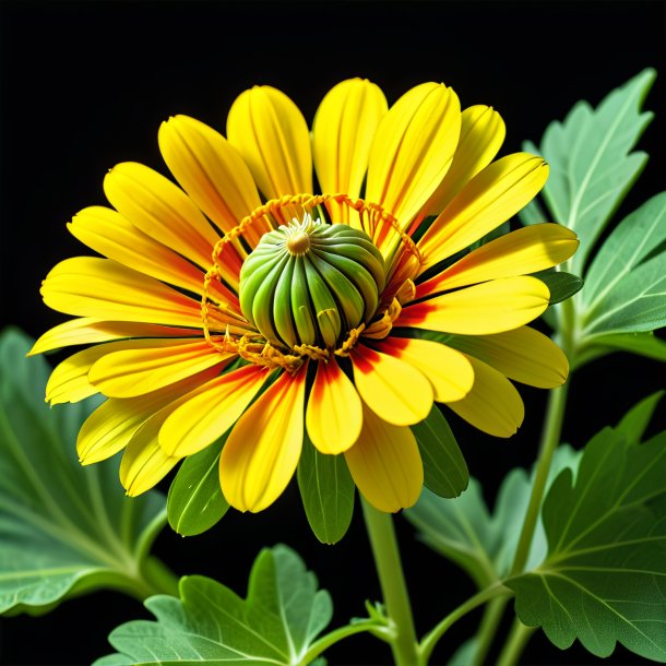 Fotografia de uma ervilha verde figo marigold