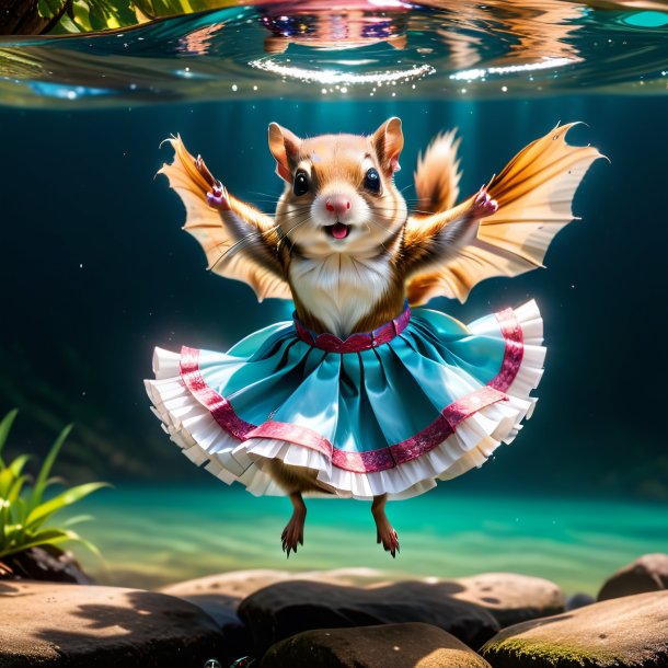 Foto de una ardilla voladora en una falda en el agua