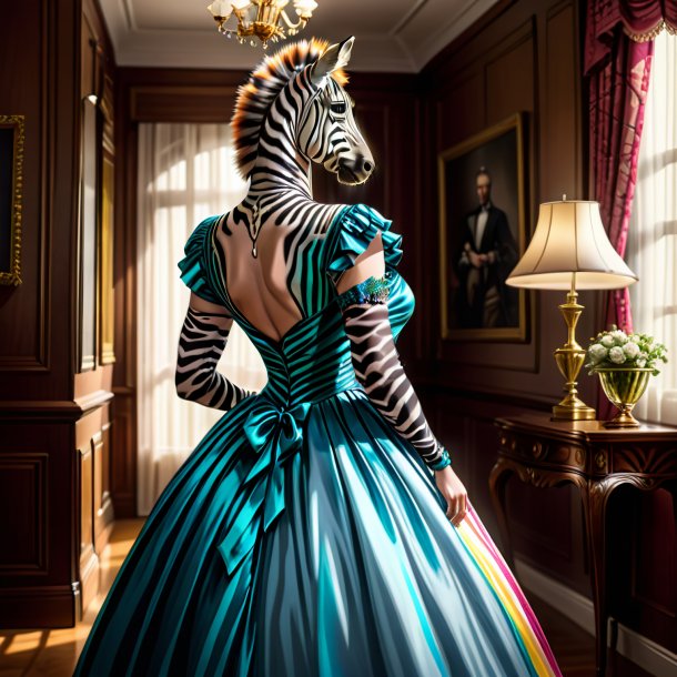 Drawing of a zebra in a dress in the house