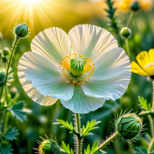 Depicting of a lime prickly poppy