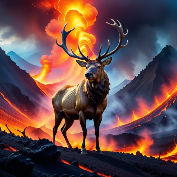 Pic of a dancing of a elk in the volcano