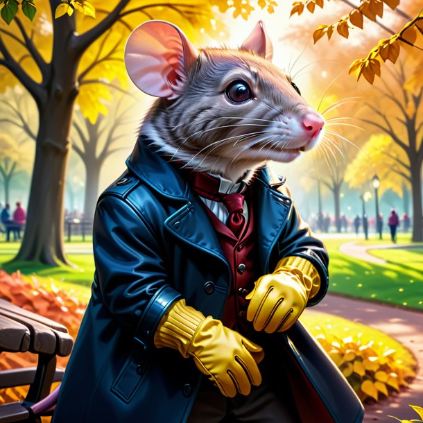 Dessin d'un rat dans un gants dans le parc