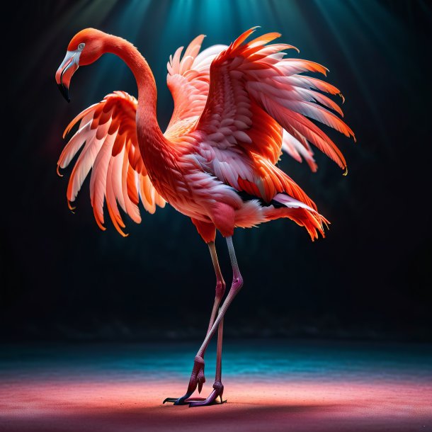 Pic of a red dancing flamingo