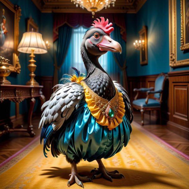 Picture of a dodo in a dress in the house