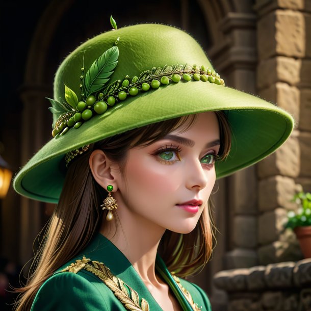 Image d'un chapeau vert de pois de pierre