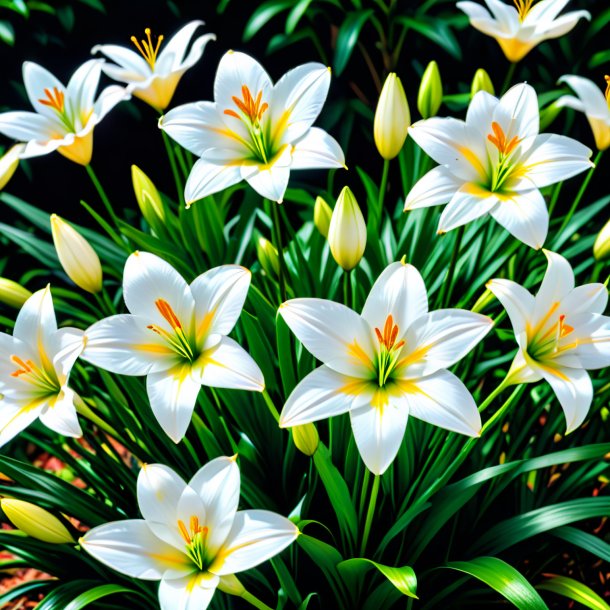 Fotografía de un zephyranthes blanco