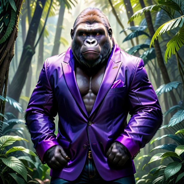 Image of a gorilla in a purple jacket