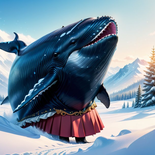 Illustration d'une baleine dans une jupe dans la neige