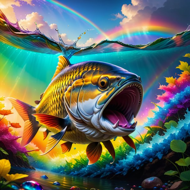 Picture of a drinking of a carp on the rainbow