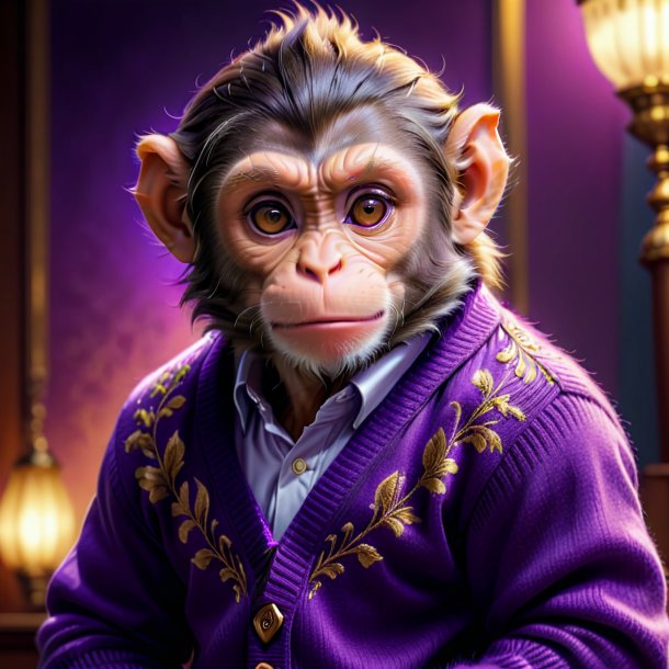 Photo d'un singe dans un pull violet