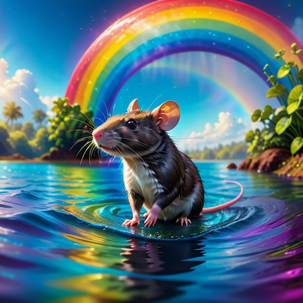 Photo d'une baignade d'un rat sur l'arc-en-ciel