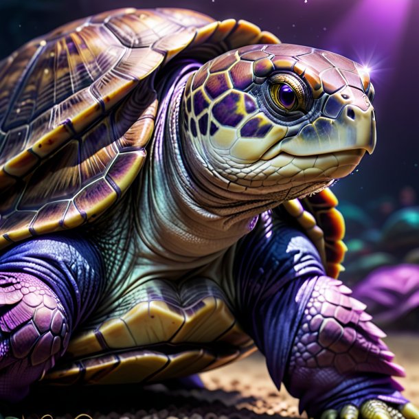 Pic d'une tortue dans un jean violet