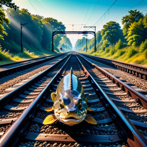 Foto de una espera de un lucio en las vías del ferrocarril