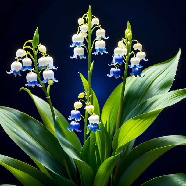 Imagery of a navy blue lily of the valley