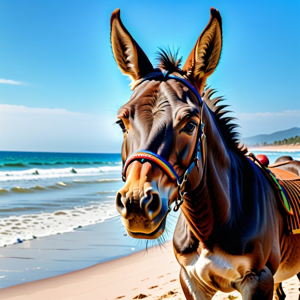 Photo of a angry of a mule on the beach