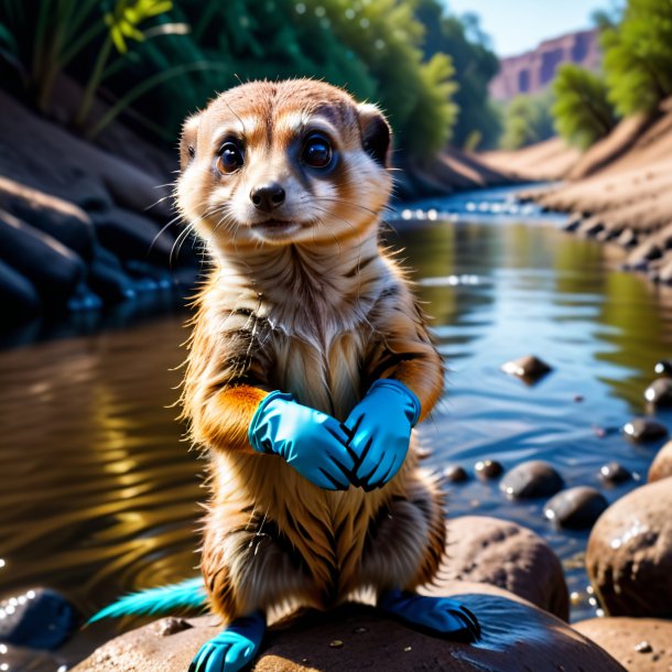 Imagem de um meerkat em uma luva no rio