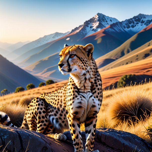 Image d'une attente d'un guépard dans les montagnes