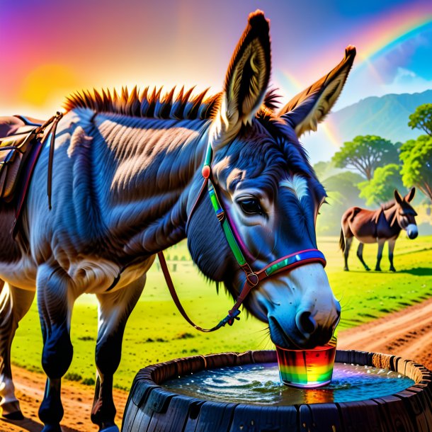 Image of a drinking of a donkey on the rainbow