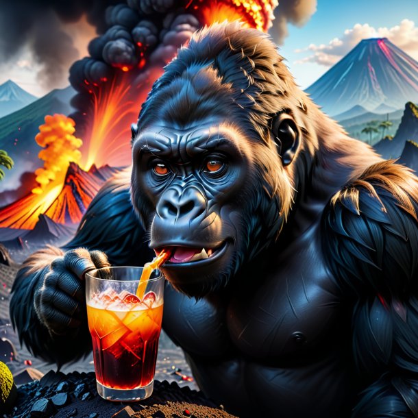 Image of a drinking of a gorilla in the volcano