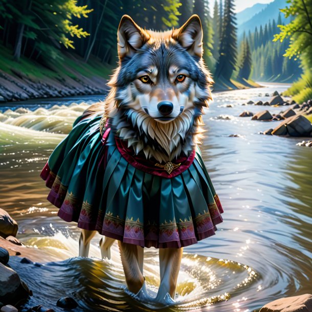 Pic of a wolf in a skirt in the river