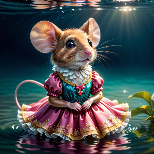 Illustration d'une souris dans une robe dans l'eau