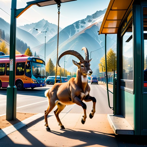 Imagem de um balanço em um balanço de um ibex na parada de ônibus