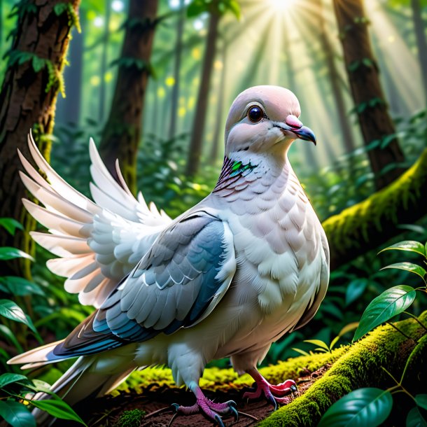 Photo of a smiling of a dove in the forest