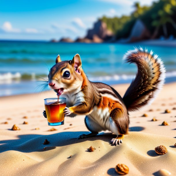 Image of a drinking of a flying squirrel on the beach