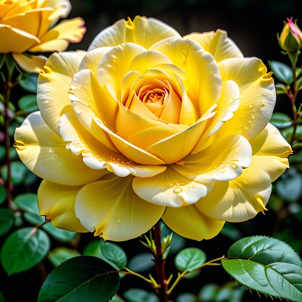 Depicting of a yellow japan rose